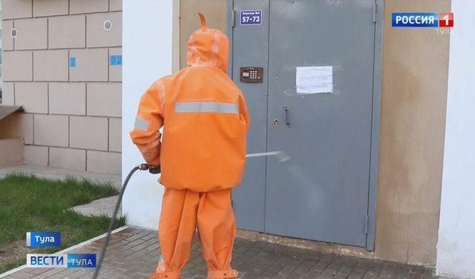 МЧС помогает дезинфицировать транспорт, дороги и общественные пространства Тульской области
