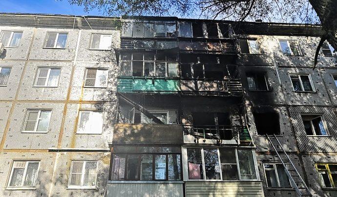 Пожар в доме на улице Серебровской в Туле