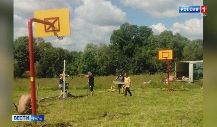Для детей села Поповка в Алексине обустраивают спортивно-игровую площадку
