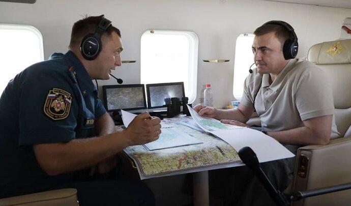 Губернатор с вертолёта оценил пожароопасную обстановку в Тульской области