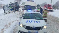 На автодороге Тула-Алешня рейсовый автобус съехал в кювет