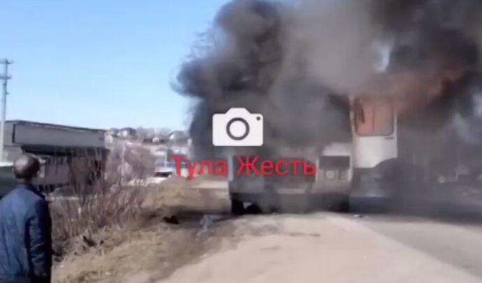 В Большой Туле сгорел рейсовый автобус