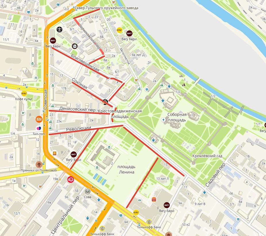 12 июня в Туле почти на сутки перекроют центр города. Публикуем карту
