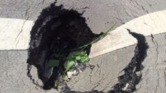 В Туле провалился асфальт на тротуаре, отремонтированном по нацпроекту в прошлом году