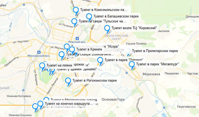 Где общественные туалеты в Туле