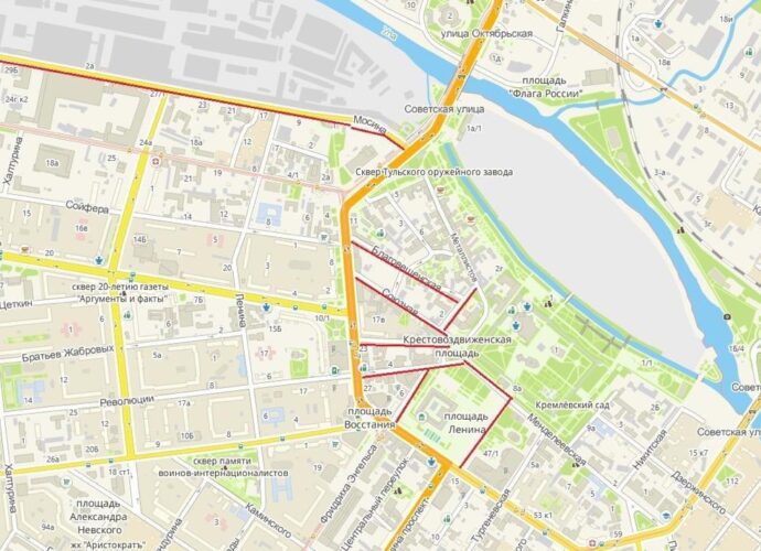 Ряд улиц в центре Тулы перекроют 8 сентября