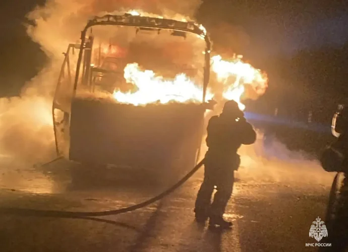 Восемь пожаров за сутки: в Тульской области горели жилые дома, автомобили и автобус