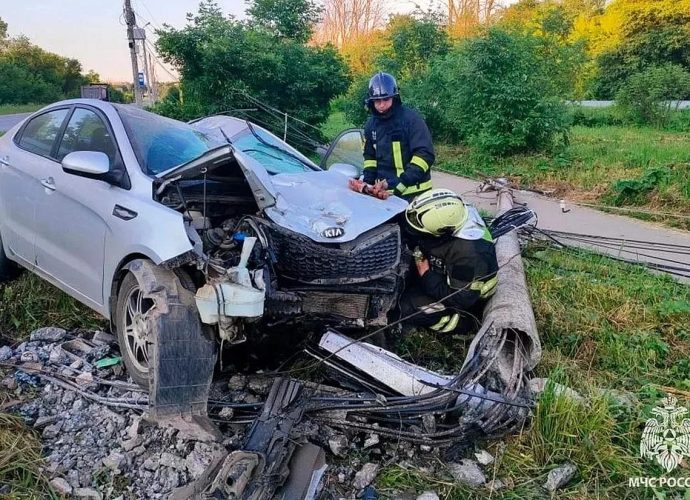 В Новомосковске женщину доставили в больницу после наезда на столб