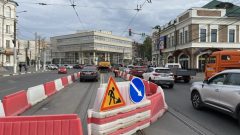 В Туле на  Советской продолжается ремонт трамвайных путей